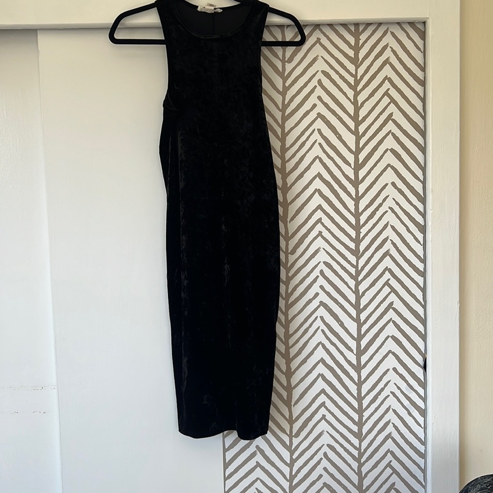 Velvet Midi Dress High Neck